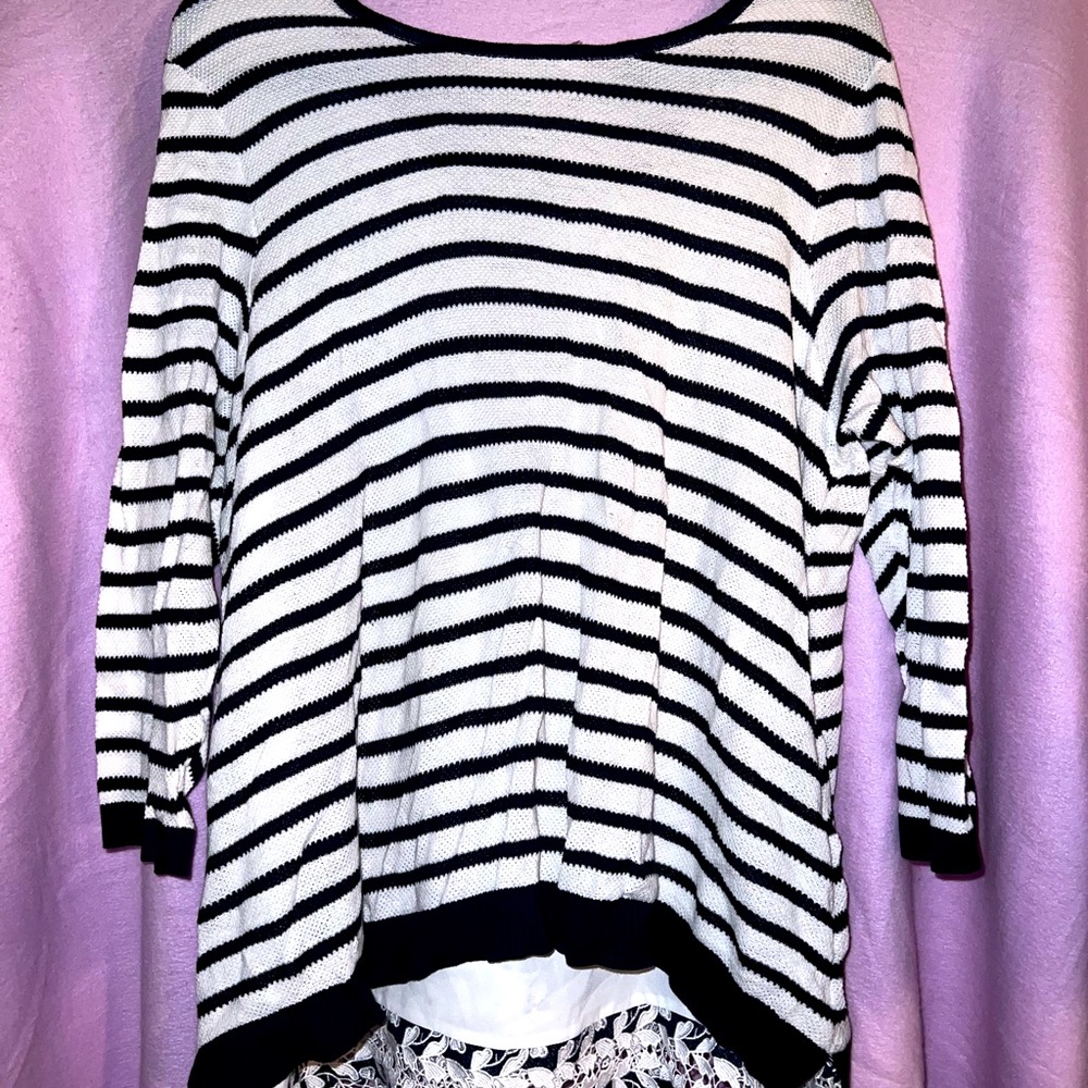 Sweater with lace trim